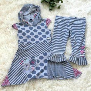 Naartjie Girls Polka Dot Hoodie Dress Ruffle Capri Pant Set